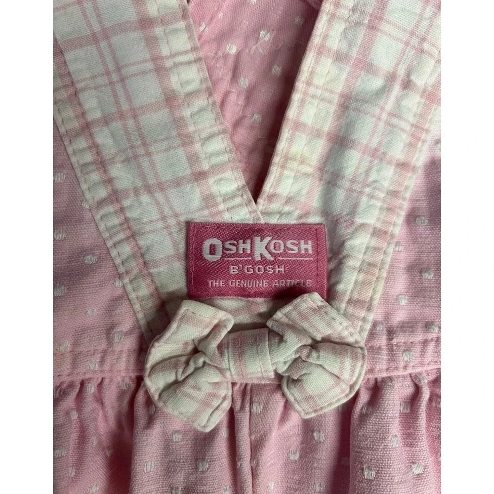 Vintage 80s/90s Pink And White OshKosh B'gosh Bubble Romper Overalls 18 Months